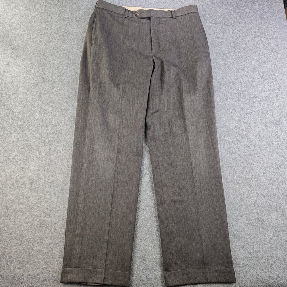 Brooks Brothers 1818 Madison Dress Pants Mens 33x32 Gray Wool Cuffed Flat Front